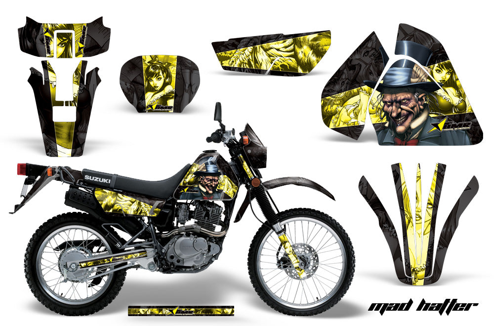 Dirt Bike Graphics Kit Decal Sticker Wrap For Suzuki DRZ200SE 1996-2009 HATTER BLACK YELLOW-atv motorcycle utv parts accessories gear helmets jackets gloves pantsAll Terrain Depot