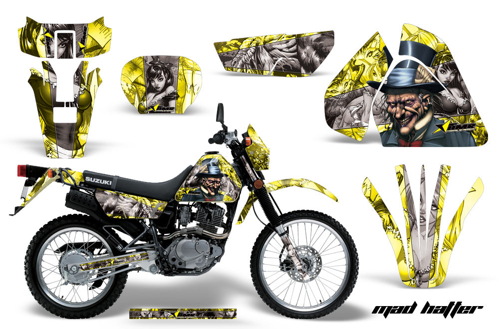 Dirt Bike Graphics Kit Decal Sticker Wrap For Suzuki DRZ200SE 1996-2009 HATTER SILVER YELLOW-atv motorcycle utv parts accessories gear helmets jackets gloves pantsAll Terrain Depot