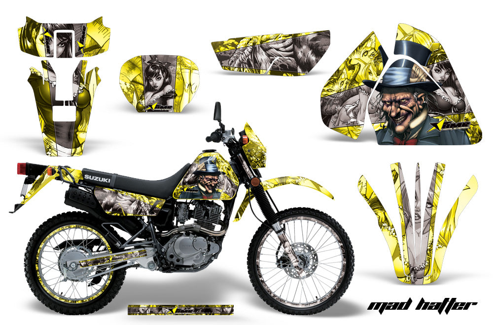 Graphics Kit Decal Sticker Wrap + # Plates For Suzuki DRZ200SE 1996-2009 HATTER SILVER YELLOW-atv motorcycle utv parts accessories gear helmets jackets gloves pantsAll Terrain Depot