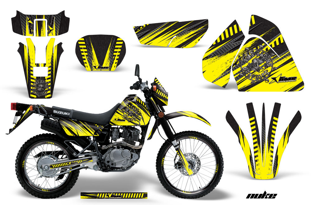 Graphics Kit Decal Sticker Wrap + # Plates For Suzuki DRZ200SE 1996-2009 NUKE YELLOW BLACK-atv motorcycle utv parts accessories gear helmets jackets gloves pantsAll Terrain Depot