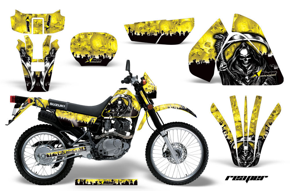 Dirt Bike Graphics Kit Decal Sticker Wrap For Suzuki DRZ200SE 1996-2009 REAPER YELLOW-atv motorcycle utv parts accessories gear helmets jackets gloves pantsAll Terrain Depot