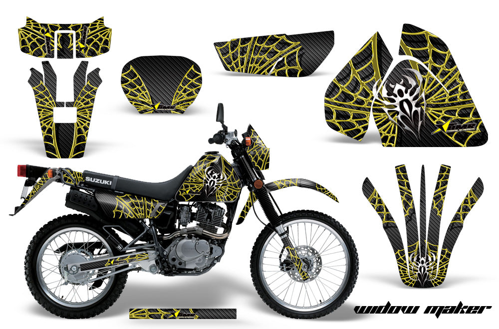 Dirt Bike Graphics Kit Decal Sticker Wrap For Suzuki DRZ200SE 1996-2009 WIDOW YELLOW BLACK-atv motorcycle utv parts accessories gear helmets jackets gloves pantsAll Terrain Depot