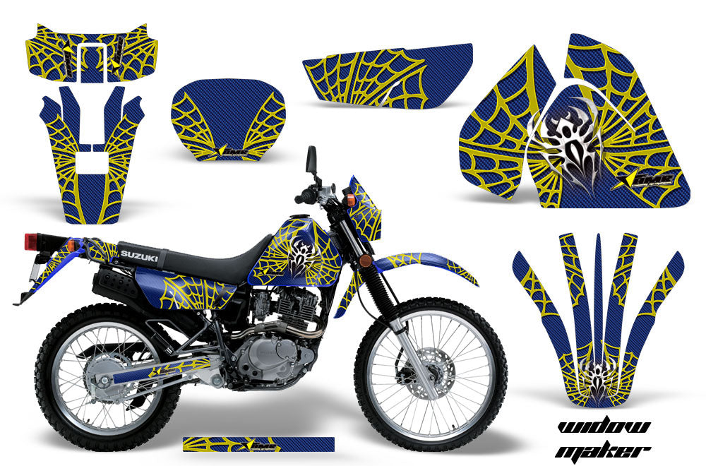 Dirt Bike Graphics Kit Decal Sticker Wrap For Suzuki DRZ200SE 1996-2009 WIDOW YELLOW BLUE-atv motorcycle utv parts accessories gear helmets jackets gloves pantsAll Terrain Depot