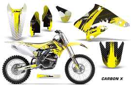 Dirt Bike Graphics Kit Decal Sticker Wrap For Suzuki RMZ250 2004-2006 CARBONX YELLOW-atv motorcycle utv parts accessories gear helmets jackets gloves pantsAll Terrain Depot