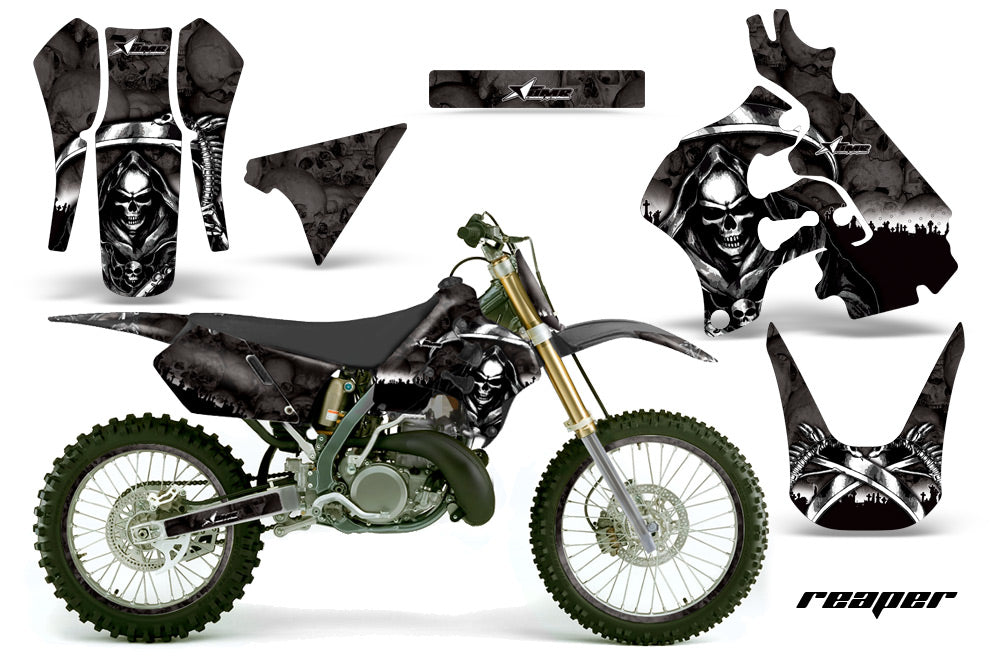 Graphics Kit Decal Sticker Wrap + # Plates For Suzuki RM125 1996-1998 REAPER BLACK-atv motorcycle utv parts accessories gear helmets jackets gloves pantsAll Terrain Depot