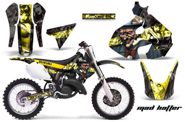 Dirt Bike Graphics Kit Decal Sticker Wrap For Suzuki RM125 1999-2000 HATTER BLACK YELLOW-atv motorcycle utv parts accessories gear helmets jackets gloves pantsAll Terrain Depot