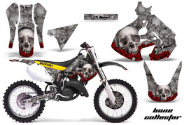 Dirt Bike Graphics Kit Decal Sticker Wrap For Suzuki RM125 1999-2000 BONES SILVER-atv motorcycle utv parts accessories gear helmets jackets gloves pantsAll Terrain Depot