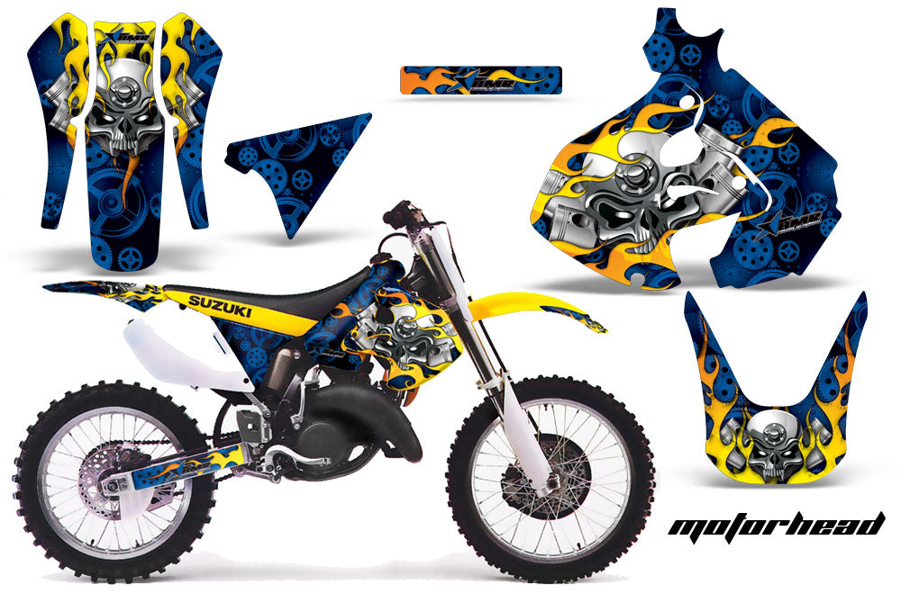 Dirt Bike Graphics Kit Decal Sticker Wrap For Suzuki RM125 1999-2000 MOTORHEAD BLUE-atv motorcycle utv parts accessories gear helmets jackets gloves pantsAll Terrain Depot