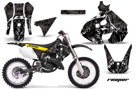 Dirt Bike Graphics Kit Decal Sticker Wrap For Suzuki RM125 1999-2000 REAPER BLACK-atv motorcycle utv parts accessories gear helmets jackets gloves pantsAll Terrain Depot