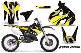 Dirt Bike Graphics Kit Decal Sticker Wrap For Suzuki RM125 1999-2000 TRIBAL YELLOW BLACK-atv motorcycle utv parts accessories gear helmets jackets gloves pantsAll Terrain Depot