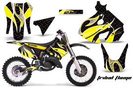 Graphics Kit Decal Sticker Wrap + # Plates For Suzuki RM125 1999-2000 TRIBAL YELLOW BLACK-atv motorcycle utv parts accessories gear helmets jackets gloves pantsAll Terrain Depot