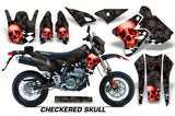 Dirt Bike Graphics Kit Decal Sticker Wrap For Suzuki DRZ400SM 2000-2018 CHECKERED RED BLACK