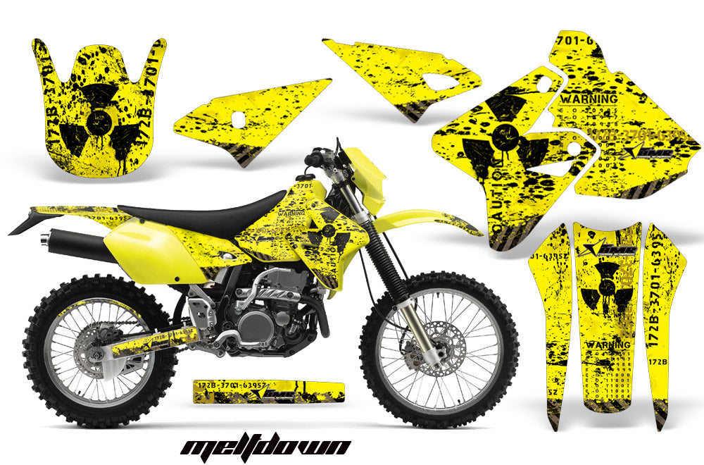 Dirt Bike Graphics Kit Decal Sticker Wrap For Suzuki DRZ400S 2000-2018 MELTDOWN BLACK YELLOW-atv motorcycle utv parts accessories gear helmets jackets gloves pantsAll Terrain Depot