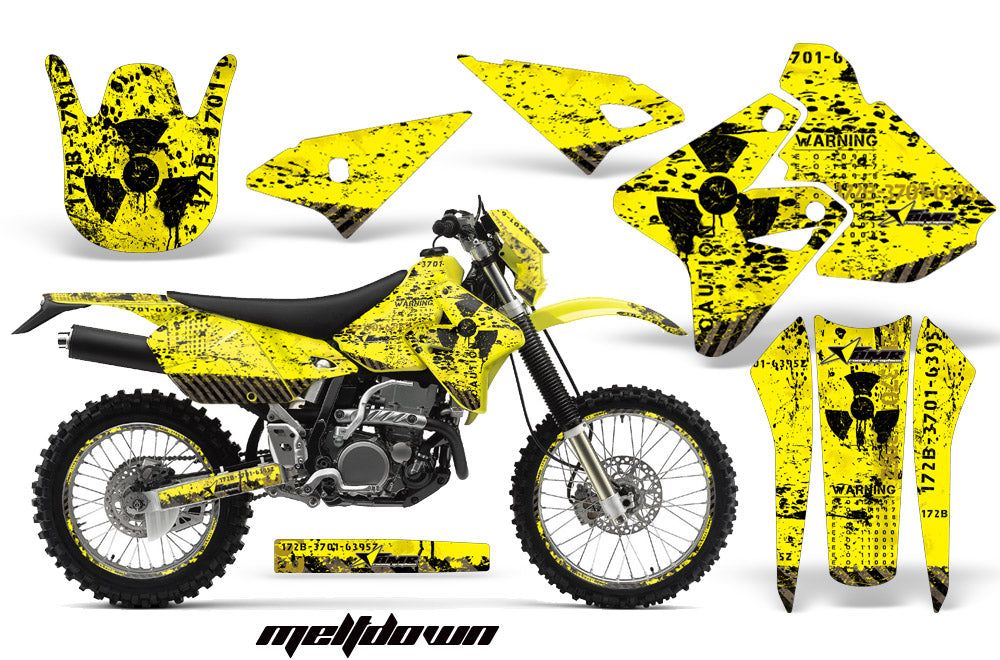 Graphics Kit Decal Sticker Wrap + # Plates For Suzuki DRZ400S 2000-2018 MELTDOWN BLACK YELLOW-atv motorcycle utv parts accessories gear helmets jackets gloves pantsAll Terrain Depot