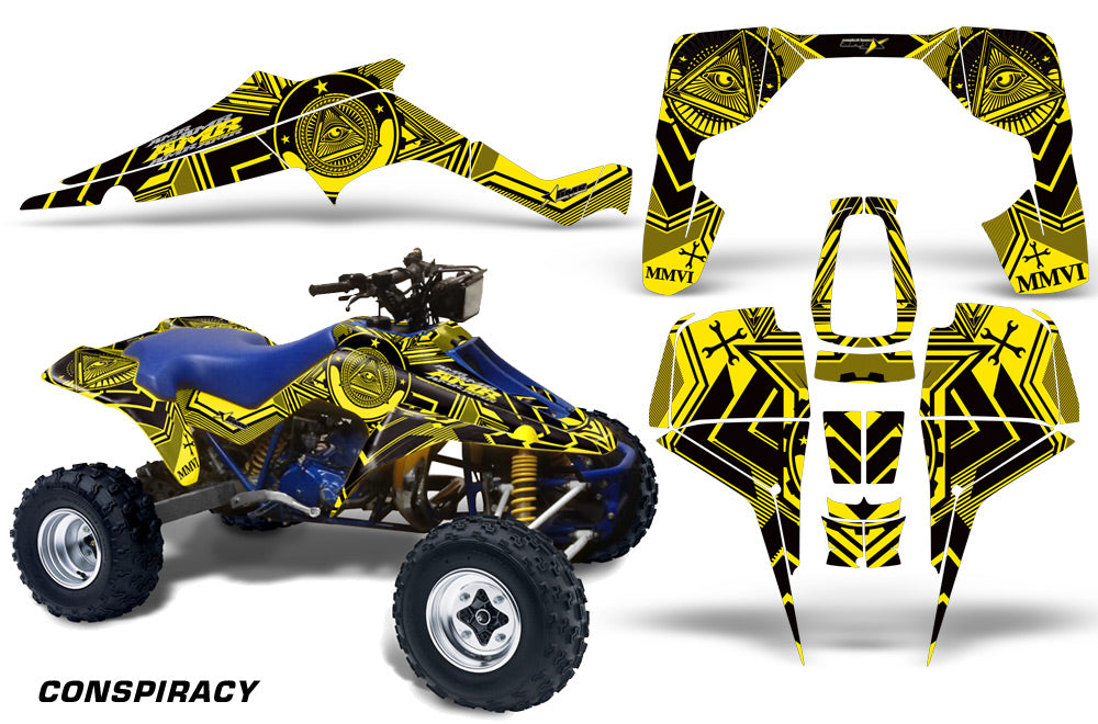 ATV Graphic Kit Quad Decal Wrap For Suzuki Quadracer LT500R 1987-1990 CONSPIRACY YELLOW-atv motorcycle utv parts accessories gear helmets jackets gloves pantsAll Terrain Depot
