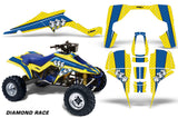 ATV Graphic Kit Quad Decal Wrap For Suzuki Quadracer LT500R 1987-1990 DIAMOND RACE BLUE YELLOW
