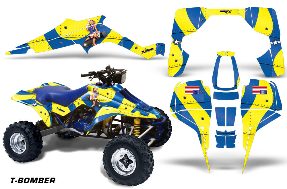 ATV Graphic Kit Quad Decal Wrap For Suzuki Quadracer LT500R 1987-1990 TBOMBER BLUE YELLOW-atv motorcycle utv parts accessories gear helmets jackets gloves pantsAll Terrain Depot