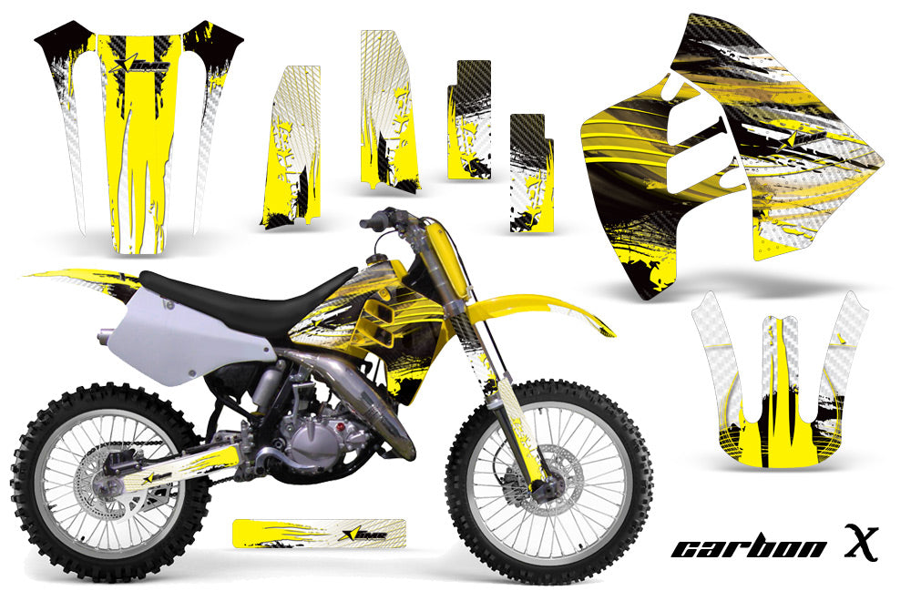 Dirt Bike Graphics Kit Decal Sticker Wrap For Suzuki RM125 RM250 1990-1992 CARBONX YELLOW-atv motorcycle utv parts accessories gear helmets jackets gloves pantsAll Terrain Depot