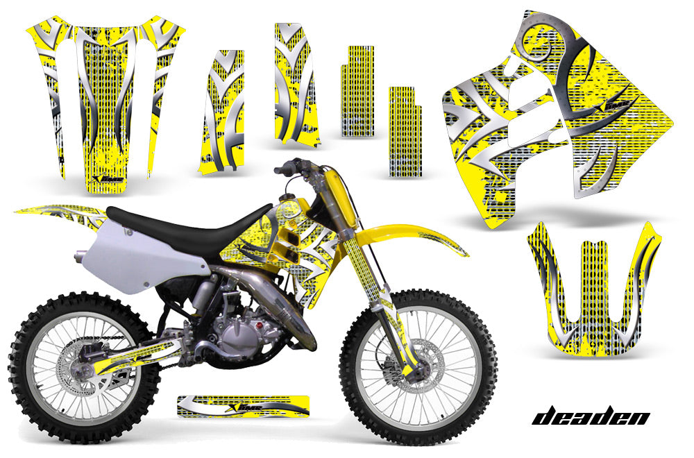 Dirt Bike Graphics Kit Decal Sticker Wrap For Suzuki RM125 RM250 1990-1992 DEADEN YELLOW-atv motorcycle utv parts accessories gear helmets jackets gloves pantsAll Terrain Depot