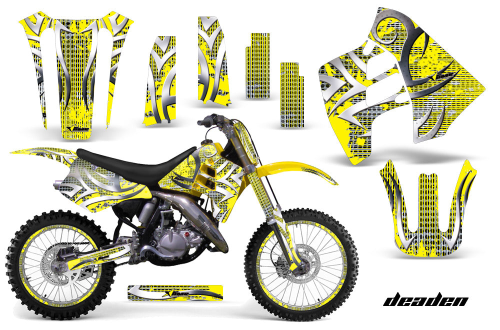 Graphics Kit Decal Sticker Wrap + # Plates For Suzuki RM125 RM250 1990-1992 DEADEN YELLOW-atv motorcycle utv parts accessories gear helmets jackets gloves pantsAll Terrain Depot