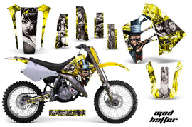 Dirt Bike Graphics Kit Decal Sticker Wrap For Suzuki RM125 RM250 1990-1992 HATTER SILVER YELLOW-atv motorcycle utv parts accessories gear helmets jackets gloves pantsAll Terrain Depot