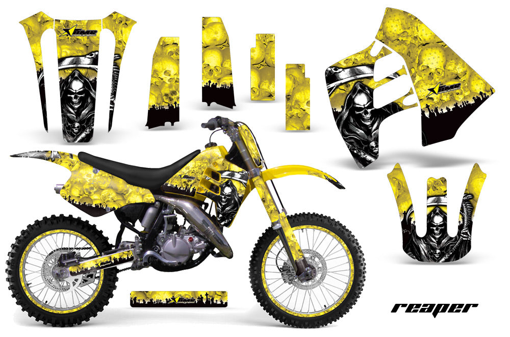 Graphics Kit Decal Sticker Wrap + # Plates For Suzuki RM125 RM250 1990-1992 REAPER YELLOW-atv motorcycle utv parts accessories gear helmets jackets gloves pantsAll Terrain Depot