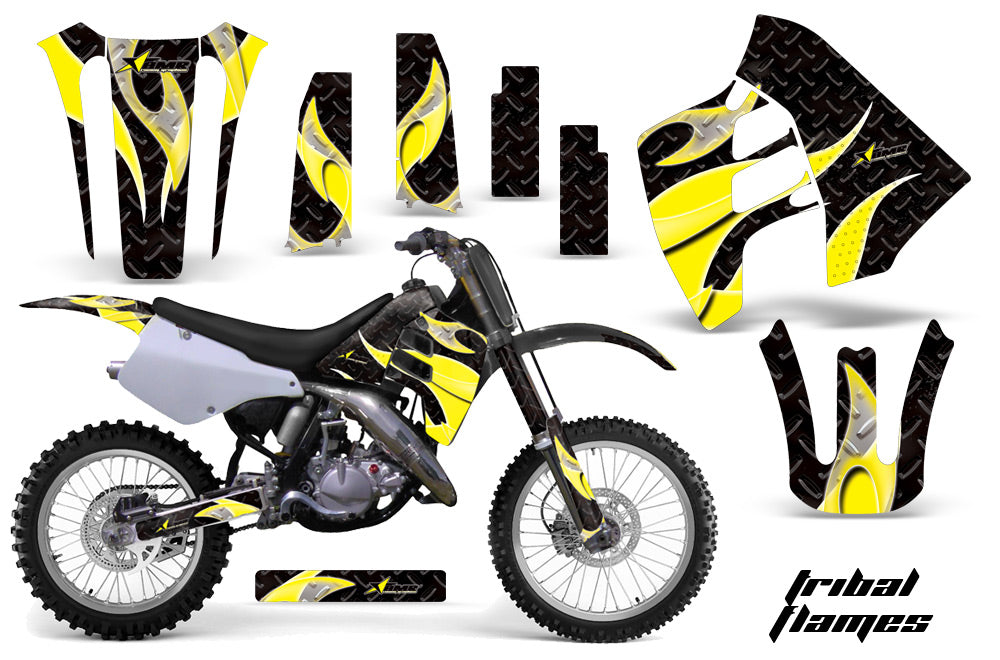 Dirt Bike Graphics Kit Decal Sticker Wrap For Suzuki RM125 RM250 1990-1992 TRIBAL YELLOW BLACK-atv motorcycle utv parts accessories gear helmets jackets gloves pantsAll Terrain Depot