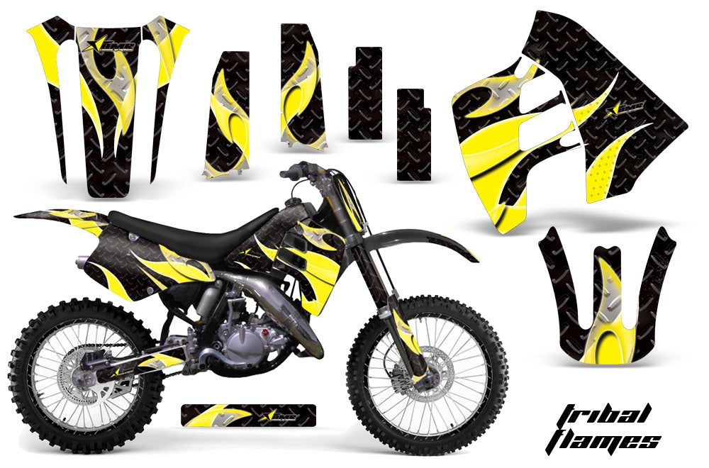 Graphics Kit Decal Sticker Wrap + # Plates For Suzuki RM125 RM250 1990-1992 TRIBAL YELLOW BLACK-atv motorcycle utv parts accessories gear helmets jackets gloves pantsAll Terrain Depot