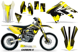 Dirt Bike Graphic Kit Decal Sticker Wrap For Suzuki RMX450Z 2009-2017 CARBONX YELLOW-atv motorcycle utv parts accessories gear helmets jackets gloves pantsAll Terrain Depot