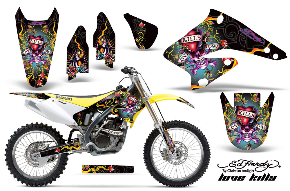 Dirt Bike Graphics Kit Decal Sticker Wrap For Suzuki RMZ250 2004-2006 EDHLK BLACK-atv motorcycle utv parts accessories gear helmets jackets gloves pantsAll Terrain Depot