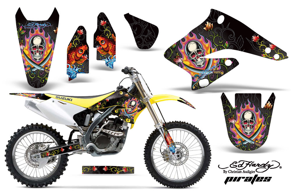 Dirt Bike Graphics Kit Decal Sticker Wrap For Suzuki RMZ250 2004-2006 EDHP BLACK-atv motorcycle utv parts accessories gear helmets jackets gloves pantsAll Terrain Depot