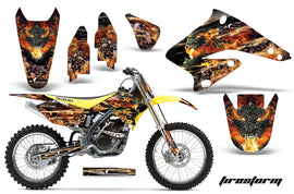 Graphics Kit Decal Sticker Wrap + # Plates For Suzuki RMZ250 2004-2006 FIRESTORM BLACK-atv motorcycle utv parts accessories gear helmets jackets gloves pantsAll Terrain Depot