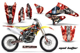 Dirt Bike Graphics Kit Decal Sticker Wrap For Suzuki RMZ250 2004-2006 HATTER SILVER RED