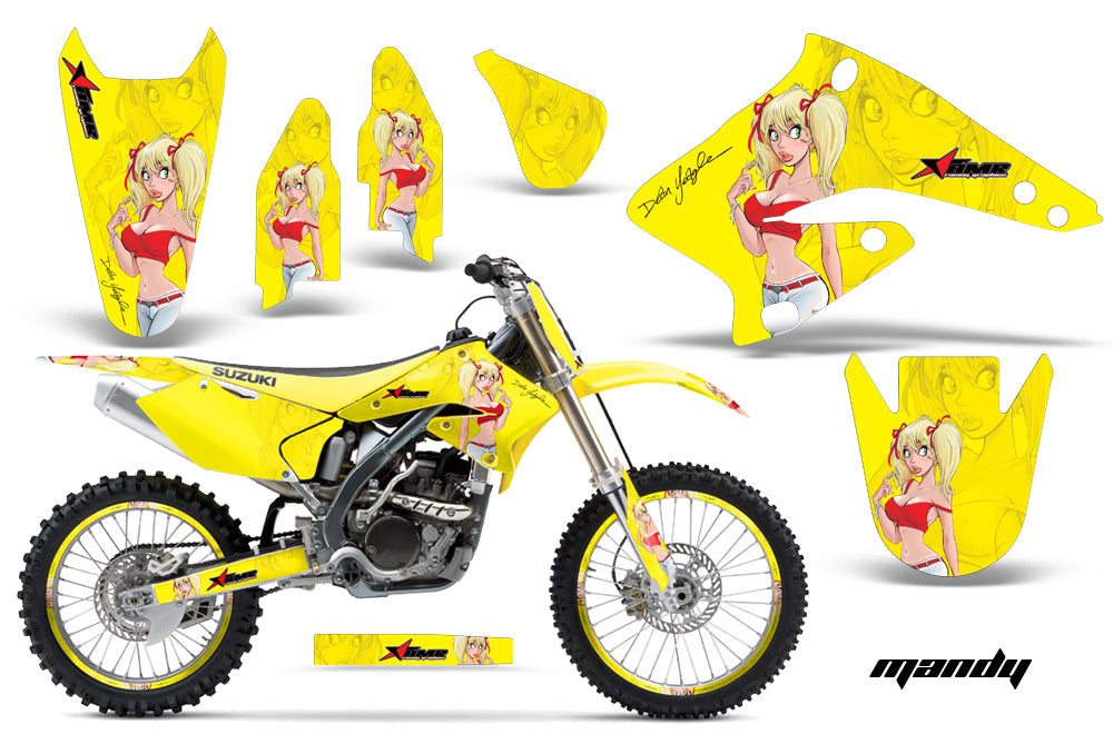 Graphics Kit Decal Sticker Wrap + # Plates For Suzuki RMZ250 2004-2006 MANDY RED YELLOW-atv motorcycle utv parts accessories gear helmets jackets gloves pantsAll Terrain Depot