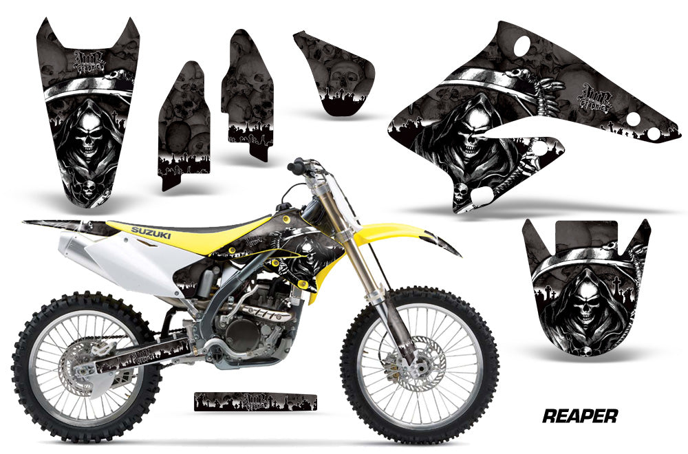 Dirt Bike Graphics Kit Decal Sticker Wrap For Suzuki RMZ250 2004-2006 REAPER BLACK-atv motorcycle utv parts accessories gear helmets jackets gloves pantsAll Terrain Depot