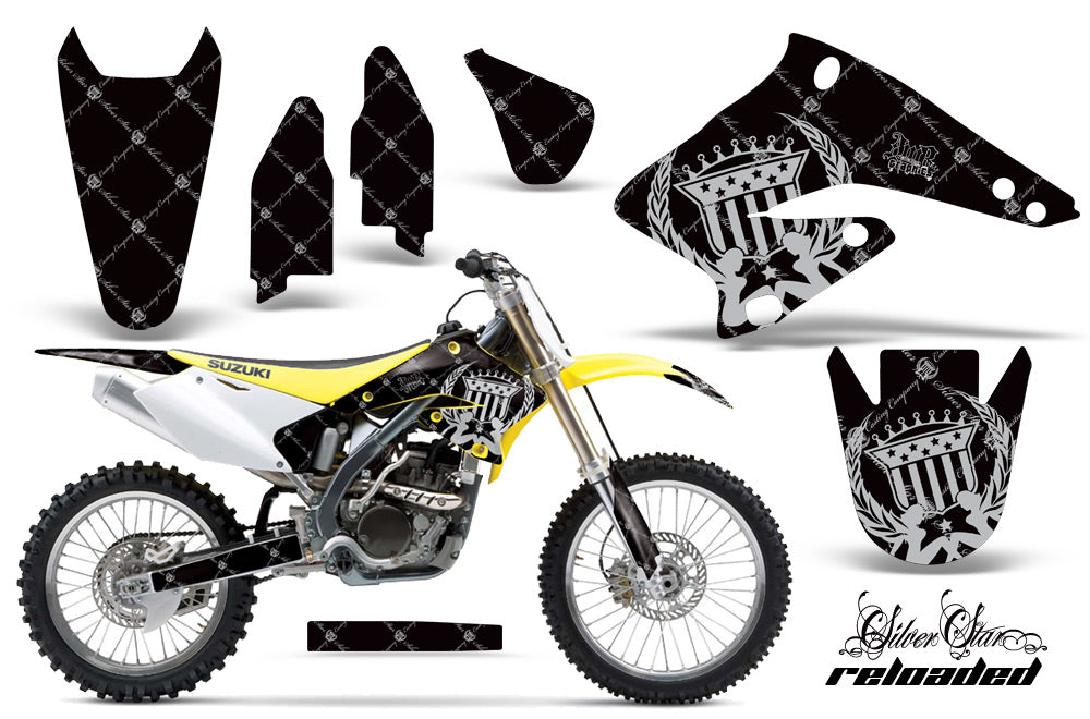 Dirt Bike Graphics Kit Decal Sticker Wrap For Suzuki RMZ250 2004-2006 RELOADED SILVER BLACK-atv motorcycle utv parts accessories gear helmets jackets gloves pantsAll Terrain Depot