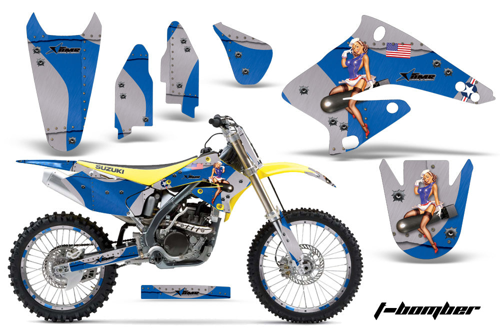 Graphics Kit Decal Sticker Wrap + # Plates For Suzuki RMZ250 2004-2006 TBOMBER BLUE-atv motorcycle utv parts accessories gear helmets jackets gloves pantsAll Terrain Depot