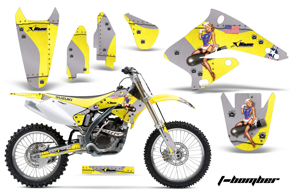 Dirt Bike Graphics Kit Decal Sticker Wrap For Suzuki RMZ250 2004-2006 TBOMBER YELLOW-atv motorcycle utv parts accessories gear helmets jackets gloves pantsAll Terrain Depot
