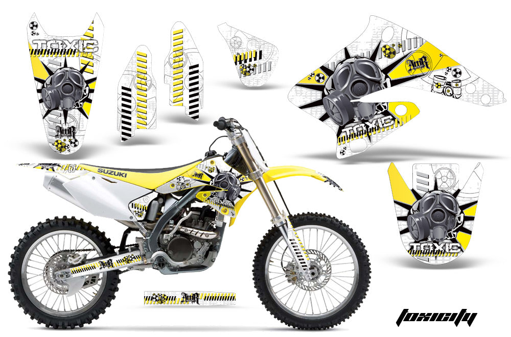 Dirt Bike Graphics Kit Decal Sticker Wrap For Suzuki RMZ250 2004-2006 TOXIC YELLOW WHITE-atv motorcycle utv parts accessories gear helmets jackets gloves pantsAll Terrain Depot