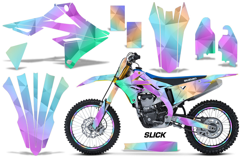 Graphics Kit Decal Sticker Wrap + # Plates For Suzuki RMZ450 2018+ SLICK-atv motorcycle utv parts accessories gear helmets jackets gloves pantsAll Terrain Depot
