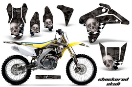 Dirt Bike Graphics Kit Decal Sticker Wrap For Suzuki RMZ450 2005-2006 CHECKERED SILVER BLACK-atv motorcycle utv parts accessories gear helmets jackets gloves pantsAll Terrain Depot