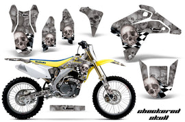 Dirt Bike Graphics Kit Decal Sticker Wrap For Suzuki RMZ450 2005-2006 CHECKERED SILVER-atv motorcycle utv parts accessories gear helmets jackets gloves pantsAll Terrain Depot