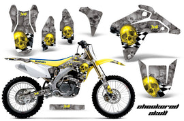 Dirt Bike Graphics Kit Decal Sticker Wrap For Suzuki RMZ450 2005-2006 CHECKERED YELLOW SILVER-atv motorcycle utv parts accessories gear helmets jackets gloves pantsAll Terrain Depot