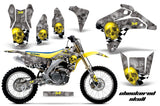 Graphics Kit Decal Sticker Wrap + # Plates For Suzuki RMZ450 2005-2006 CHECKERED YELLOW SILVER