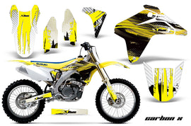 Dirt Bike Graphics Kit Decal Sticker Wrap For Suzuki RMZ450 2005-2006 CARBONX YELLOW-atv motorcycle utv parts accessories gear helmets jackets gloves pantsAll Terrain Depot