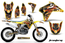 Dirt Bike Graphics Kit Decal Sticker Wrap For Suzuki RMZ450 2005-2006 FIRESTORM YELLOW-atv motorcycle utv parts accessories gear helmets jackets gloves pantsAll Terrain Depot