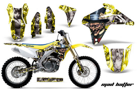 Dirt Bike Graphics Kit Decal Sticker Wrap For Suzuki RMZ450 2005-2006 HATTER SILVER YELLOW-atv motorcycle utv parts accessories gear helmets jackets gloves pantsAll Terrain Depot
