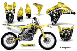 Dirt Bike Graphics Kit Decal Sticker Wrap For Suzuki RMZ450 2005-2006 REAPER YELLOW-atv motorcycle utv parts accessories gear helmets jackets gloves pantsAll Terrain Depot