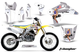 Dirt Bike Graphics Kit Decal Sticker Wrap For Suzuki RMZ450 2005-2006 TBOMBER WHITE-atv motorcycle utv parts accessories gear helmets jackets gloves pantsAll Terrain Depot