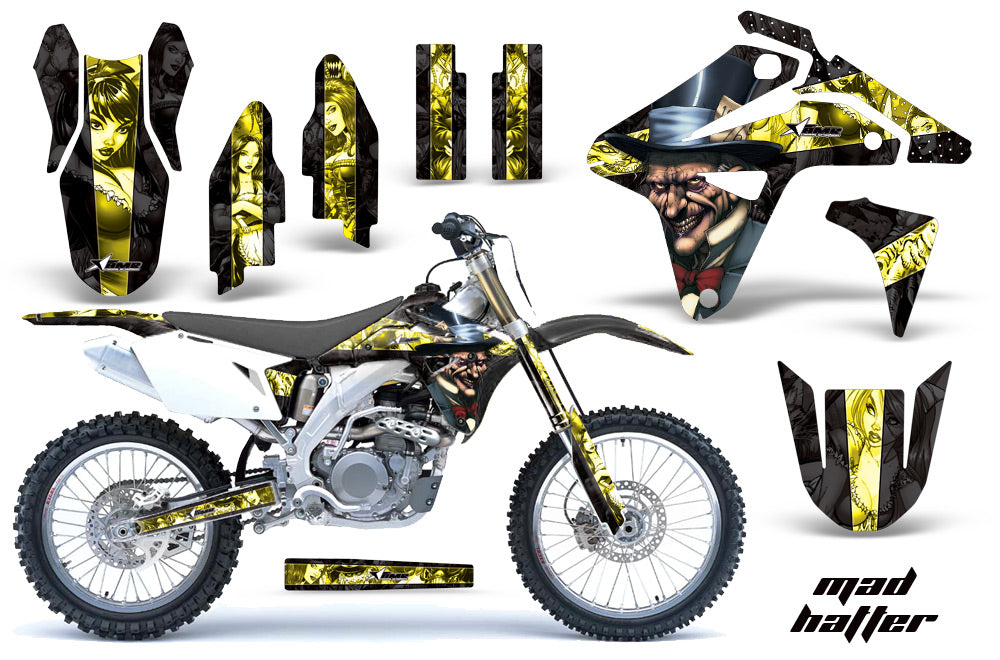 Dirt Bike Graphics Kit MX Decal Sticker Wrap For Suzuki RMZ450 2007 HATTER YELLOW BLACK-atv motorcycle utv parts accessories gear helmets jackets gloves pantsAll Terrain Depot
